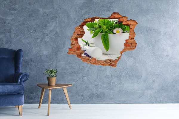 Autocolant gaură 3D Vegetație verde în peretele deteriorat