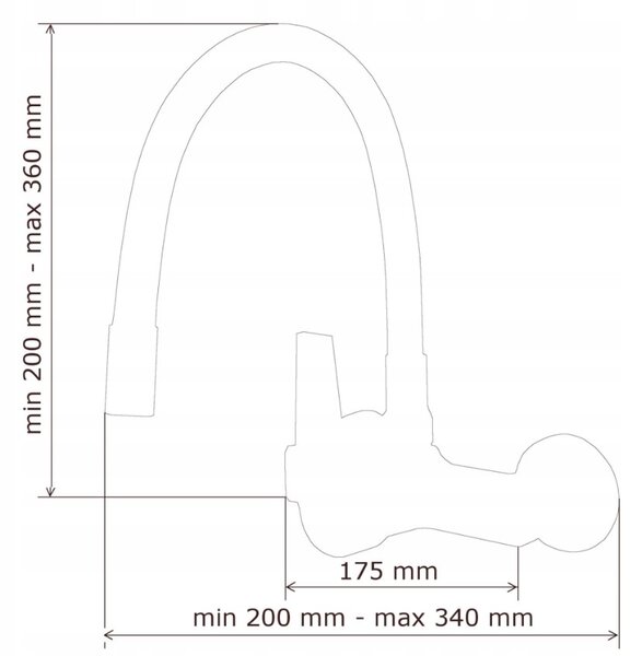 Gamma Flex, baterie pentru chiuvetă montată pe perete cu braț elastic, negru-crom, GMA-BFXS-BK