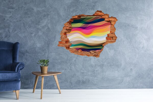 Fototapet 3D gaură în perete Valuri colorate pe un fundal de beton