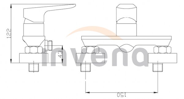 Invena Dokos, baterie de duș de perete, alb-crom, INV-BN-19-002-V