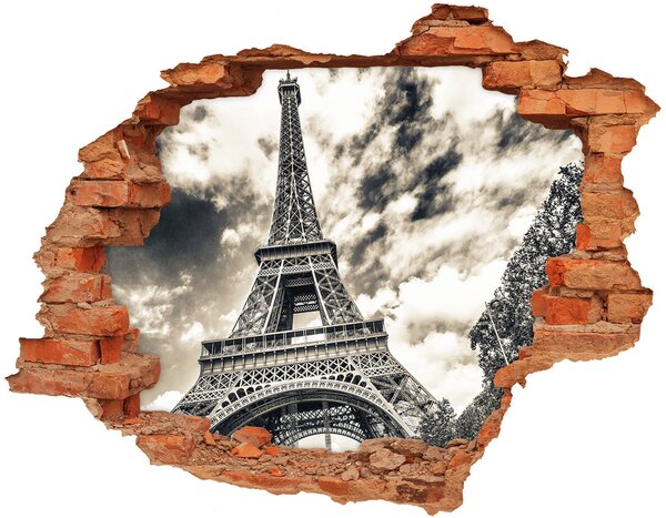 Fototapet un zid spart cu priveliște Turnul Eiffel din Paris