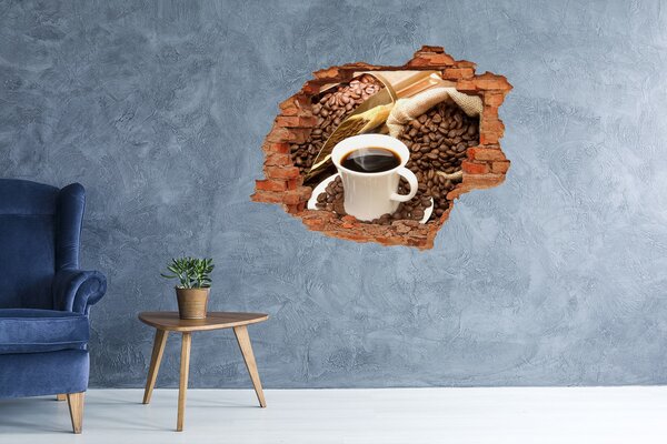 Autocolant de perete gaură 3D Cafea cu boabe