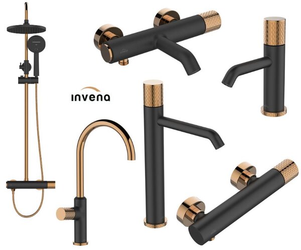 Invena Moonlight, baterie chiuveta h-400, negru-aur roz, INV-BZ-77-014-V
