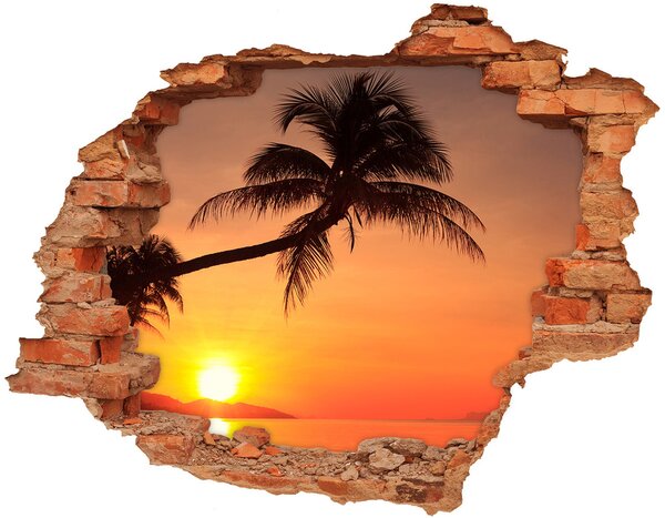 Autocolant autoadeziv gaură Apus de soare pe o plajă tropicală