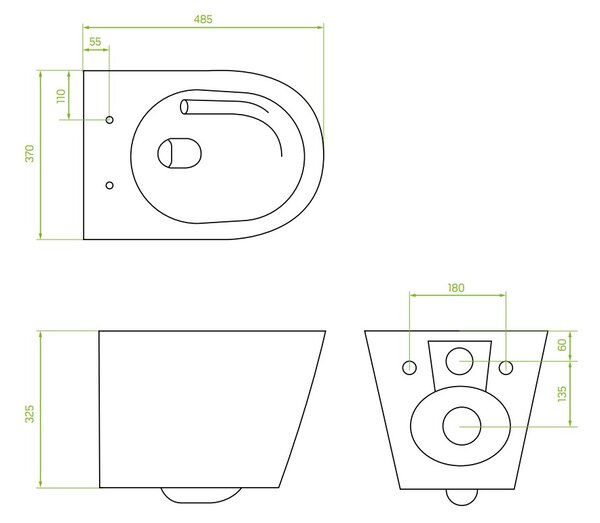 Laveo Jari Cycleon, toaletă suspendată cu sistem jacuzzi CycleOn 485x370x325 mm + scaun toaletă, alb, LAV-VMJ_609S
