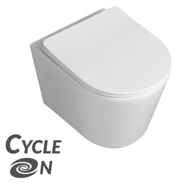 Laveo Jari Cycleon, toaletă suspendată cu sistem jacuzzi CycleOn 485x370x325 mm + scaun toaletă, alb, LAV-VMJ_609S