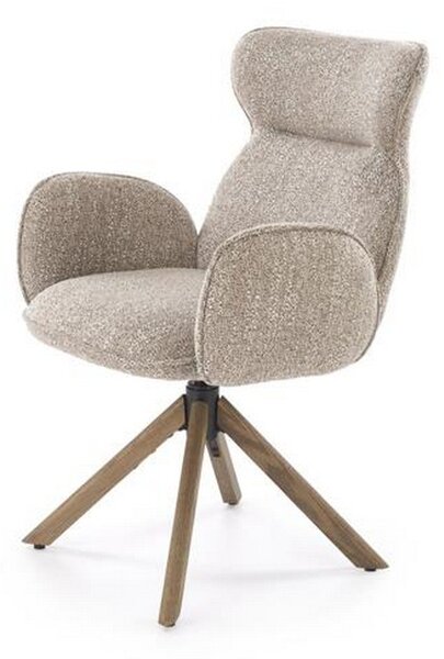 Scaun K585, bej inchis/nuc, stofa clasica/lemn, 63x64x93 cm