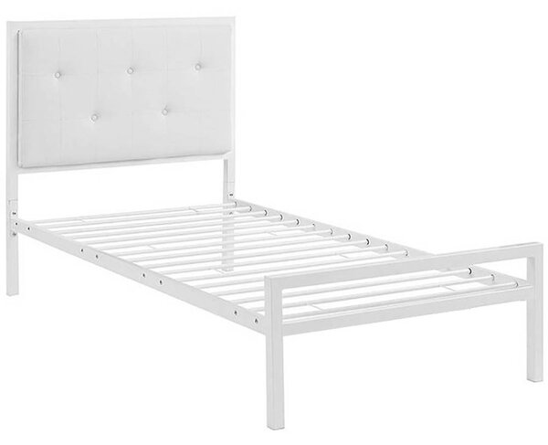 Cadru pat metalic Hanna cu grilaj cadou, in mai multe dimensiuni si culori-90x200 cm-alb