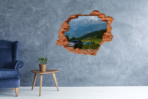 Fototapet 3D gaură în perete Peisaj montan cu un lac