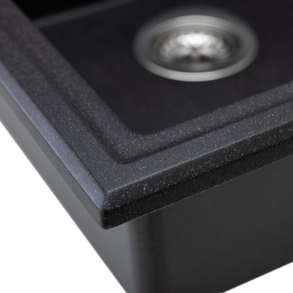 Laveo Megalo, chiuvetă granit cu 1 cameră 780x500x185 mm, negru, LAV-SBE_711T