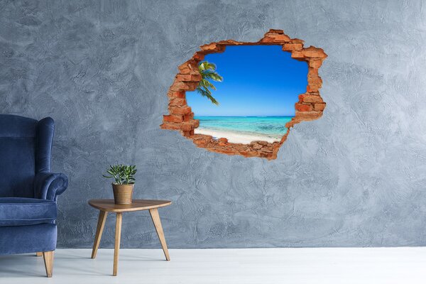 Autocolant gaură 3D Oază tropicală de pe malul mării