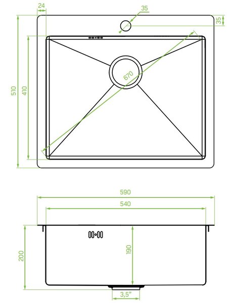 Laveo Marmara, chiuvetă din oțel inoxidabil cu 1 cameră 510x590x200 mm, auriu, LAV-SAM_G10T
