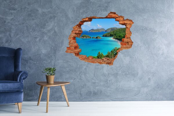 Fototapet un zid spart cu priveliște Golf tropical cu apă turcoaz