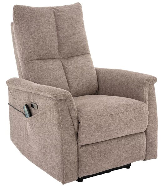 Fotoliu recliner cu functie de masaj NEPTUN M, stofa clasica bej - Brego 34, 76x94/160x96 cm