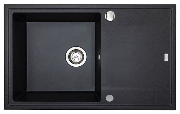 Laveo Megalo, chiuvetă granit cu 1 cameră 780x500x185 mm, negru, LAV-SBE_711T