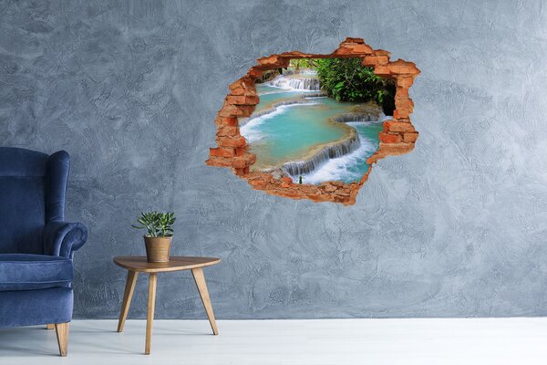 Autocolant de perete gaură 3D Cascade într-un paradis tropical