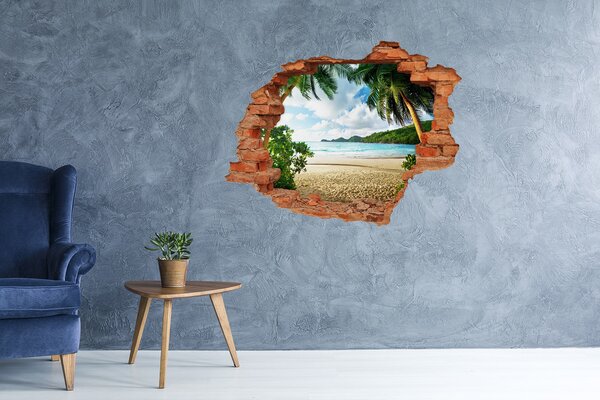 Autocolant un zid spart cu priveliște Plajă tropicală cu palmieri