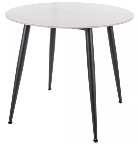 Masa RION, alb cu efect de marmura/negru, ceramica/metal, 90x90x76 cm