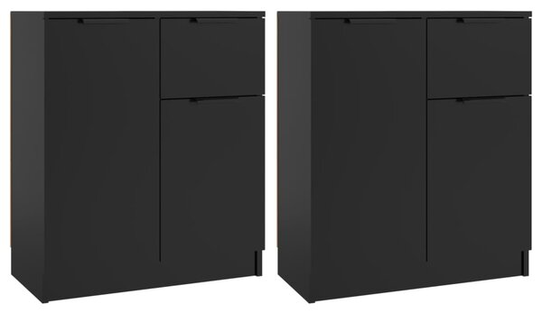 Servante, 2 buc., negru, 60x30x70 cm, lemn compozit