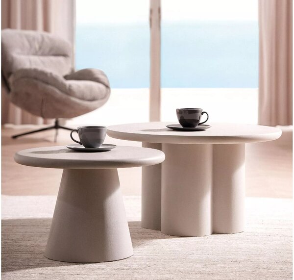 Masuta cafea AURORA, gri deschis, microciment, 60x40 cm