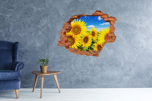 Fototapet 3D gaură în perete Un paradis al florilor cu floarea-soarelui