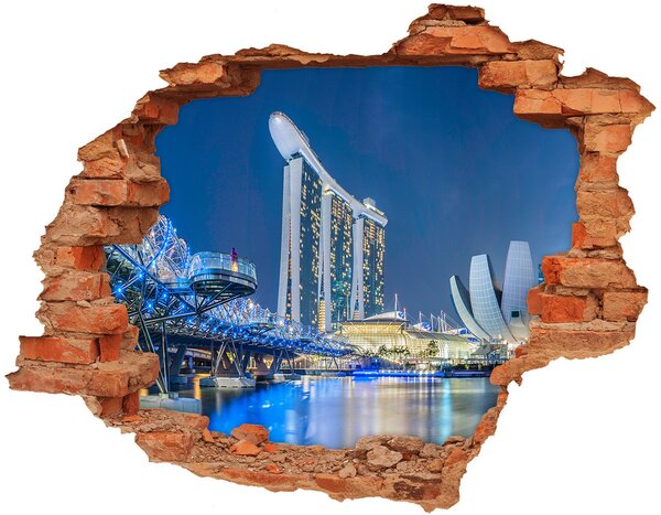 Autocolant de perete gaură 3D Singapore timp de noapte