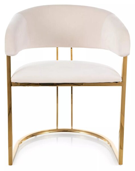 Scaun TULIPE, bej deschis - Bluvel 22, stofa catifelata/metal, 56x46x77 cm