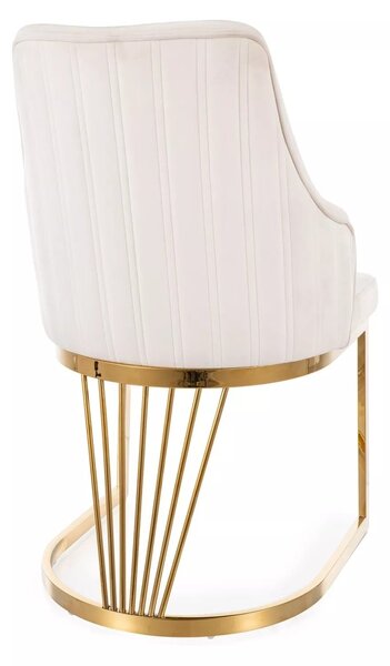 Scaun ALURE, bej deschis - Bluvel 22, stofa catifelata/metal, 52x48x89 cm