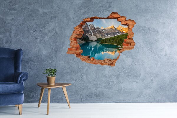 Autocolant 3D gaura cu priveliște Lac de munte în vale