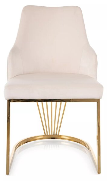Scaun ALURE, bej deschis - Bluvel 22, stofa catifelata/metal, 52x48x89 cm
