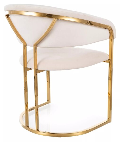 Scaun TULIPE, bej deschis - Bluvel 22, stofa catifelata/metal, 56x46x77 cm