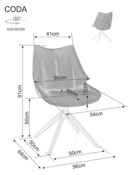 Scaun CODA, gri - Brego 07, stofa clasica/metal, 56x46x91 cm