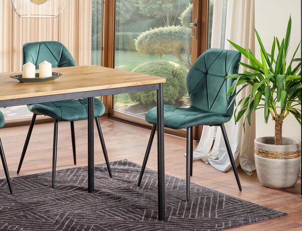 Scaun RICK, verde inchis - Bluvel 78, stofa catifelata/metal, 48x41x86 cm