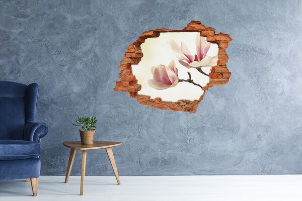 Autocolant 3D gaura cu priveliște Floare de magnolie în beton