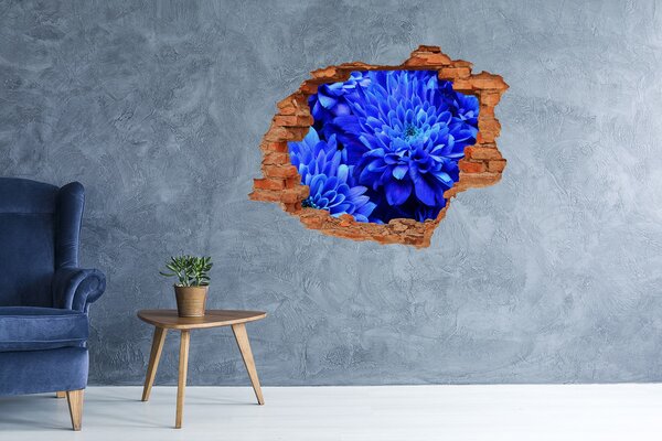 Autocolant gaură 3D Floare albastră într-o gaură din perete