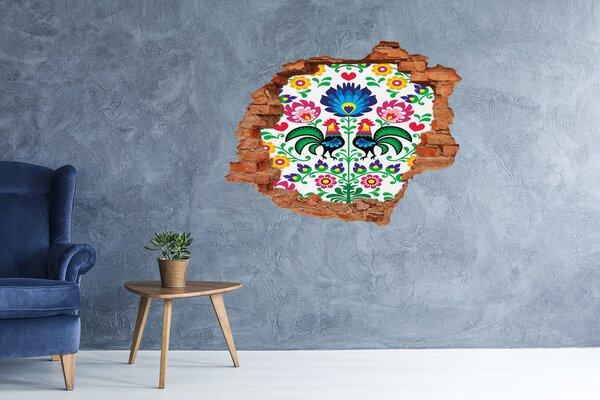 Fototapet 3D gaură în perete Folclor floral cu gălbiori