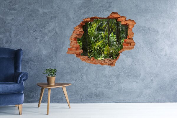 Fototapet un zid spart cu priveliște Jungla tropicală din spatele zidului