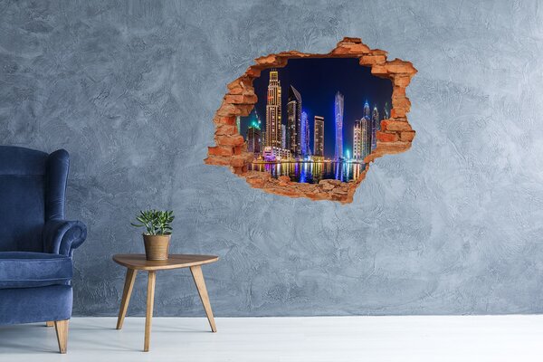 Fototapet 3D gaură în perete Orizontul modern al Dubaiului