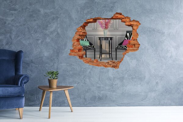 Autocolant gaură 3D O masă aurie într-un interior elegant