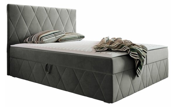 Pat boxspring Comfivo AvisDublu, Boxspring, Gri inchis, 140x200, Tapiterie, Somiera patSomiera pat, 14x21x11cm