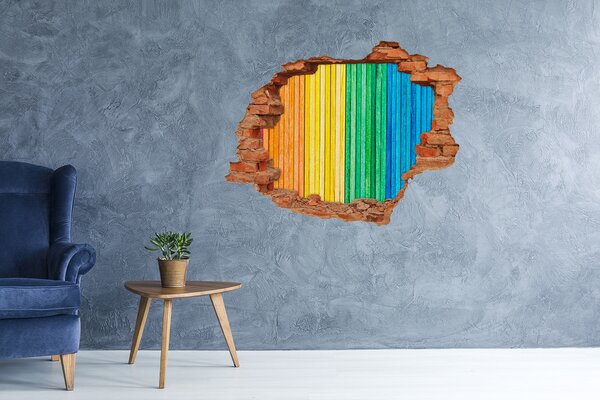 Fototapet 3D gaură în perete Plăci colorate într-o gaură din perete