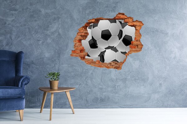 Autocolant 3D gaura cu priveliște Iluzie de fotbal pe perete