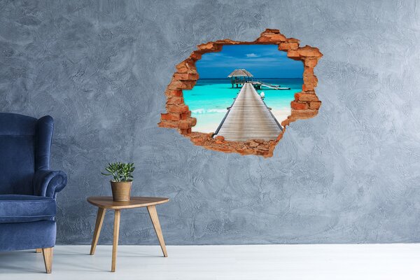 Autocolant gaură 3D Dig tropical peste apa turcoaz