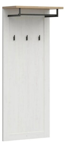 Cuier hol LOKSA, alb/stejar, PAL laminat, 59x30x143 cm