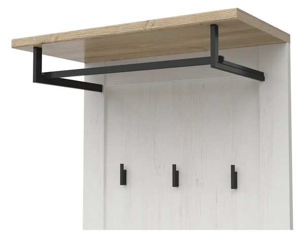 Cuier hol LOKSA, alb/stejar, PAL laminat, 59x30x143 cm