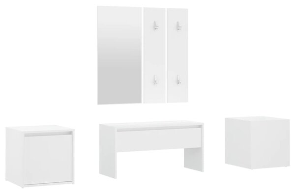Set de mobilier pentru hol, alb, lemn prelucrat