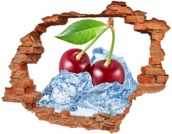 Fototapet un zid spart cu priveliște Cireșe dulci pe gheață