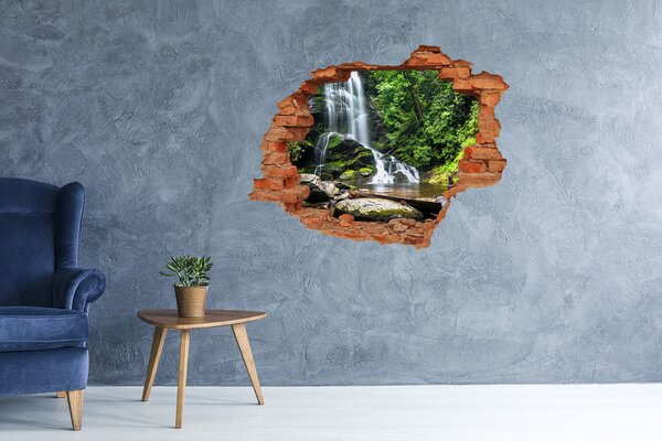 Autocolant gaură 3D Cascadă în pădure