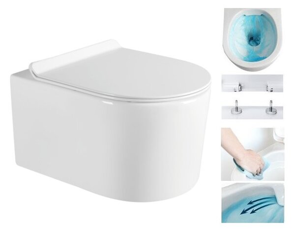 Vas de toaletă de perete Mexen SOFIA Rimless cu scaun cu închidere lentă, 49 x 37 cm, alb, 30544000