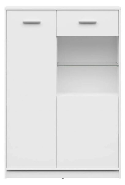Vitrina NEPO PLUS, alb, PAL laminat/sticla, 90x34x132 cm